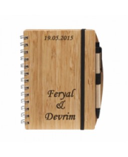 İsminize Özel Geri Dönüşümlü Bambu Defter ve Kalemi